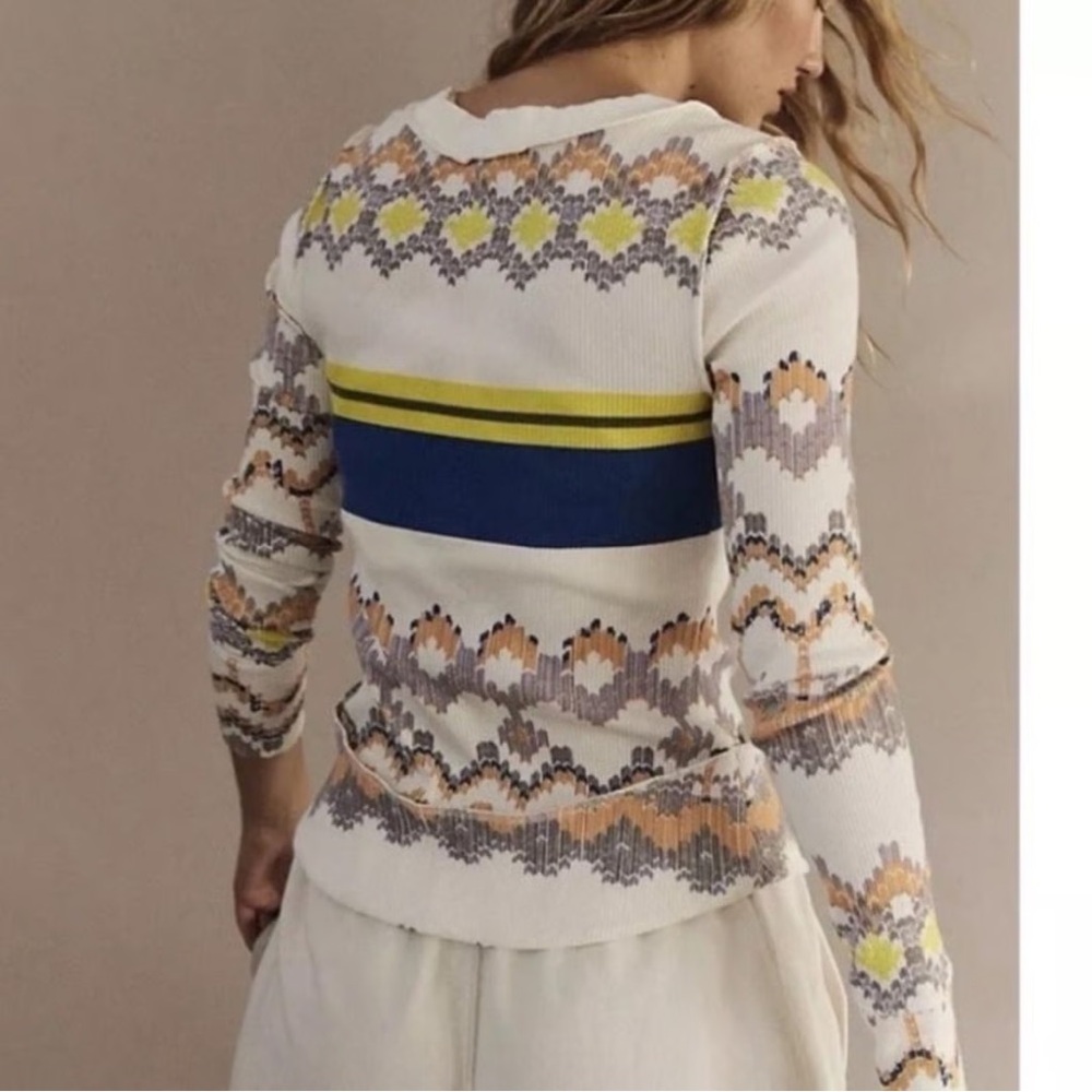 NWOT Free People Movement Rally Printed Layer Henley Top - Picture 2 of 6